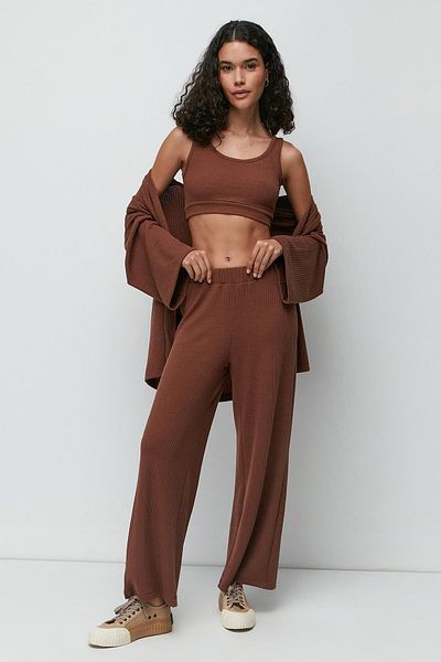 C&City Corded 3-Piece Dressing Gown Set 9130 Brown
