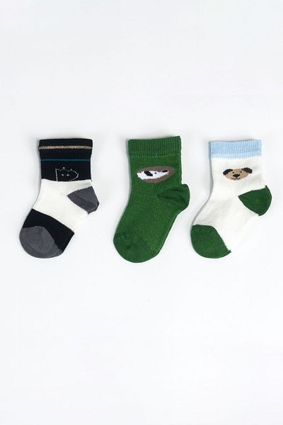 Aziz Bebe Baby Boy Basic Seamless 3-Piece Socks 0 Months - 36 Months