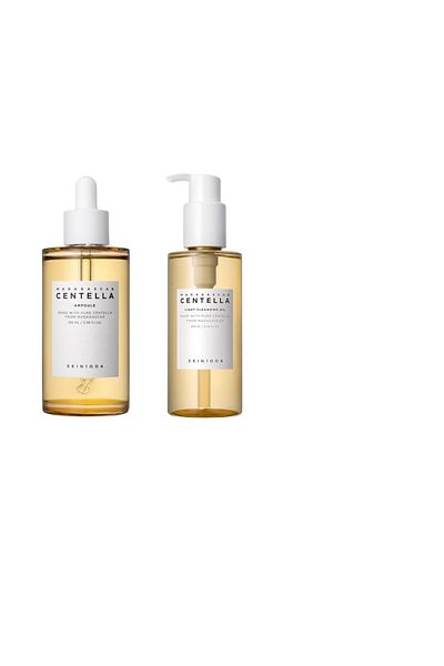 Skin1004 Madagascar Centella Ampoule 3.38fl.oz (100ml) and Light Cleansing Oil 6.76fl.oz (200ml) Bun