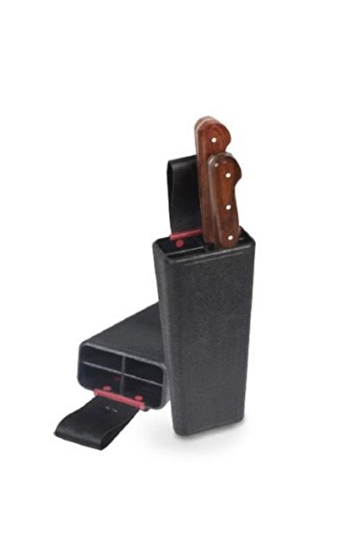 abnturk Bele Takılan Bıçaklık Plastik Bıçak Kütüğü 4 göz Sağlam Kasap Kütük Güvenli Kurban Kütüklük 22x9x5cm