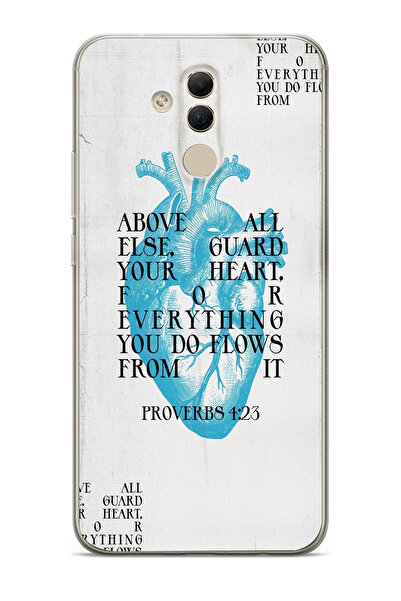 moonset Huawei Mate 20 Lite Uyumlu Kalp Kolaj Tasarımlı Baskılı Şeffaf Telefo...