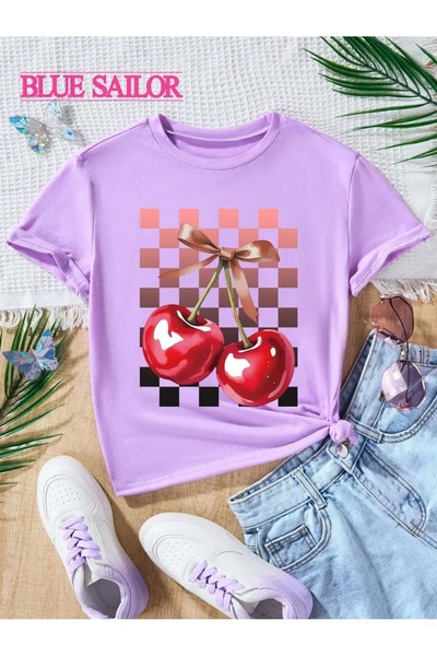 WOODROFFE Tricou oversize Salas cu imprimeu Cherry Cherry pentru femei Boyfriend