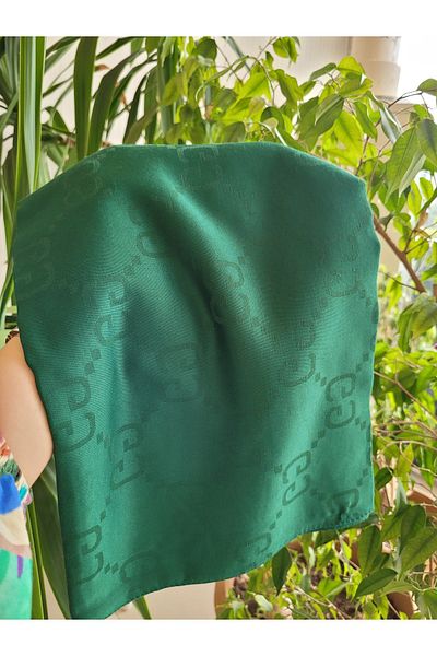 FRESCO SCARFS Γυναικείο χιτζάμπ μεταξένιο βαμβακερό σάλι ζακάρ G μοτίβο*ΣΚΟΥΡΟ BENETTON