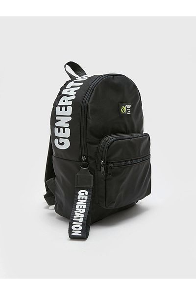 LC Waikiki Lcw Accessories Black Text Printed Boy's Backpack