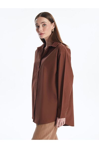LC Waikiki Lcwaikiki Classic Brown Plain Oversize Women's Shirt Tunic