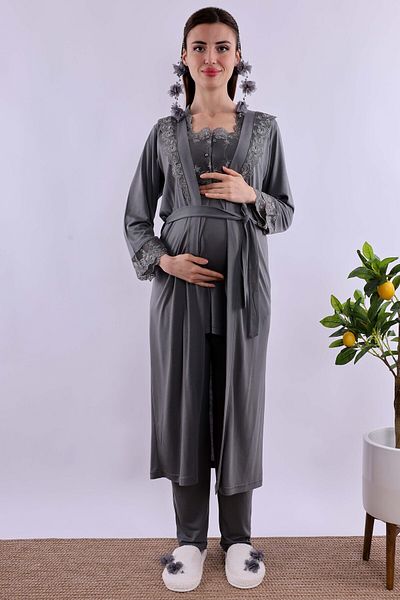 ByLohusa Effortt Smoked Long Dress Maternity Maternity Pajama Set Byl 224072