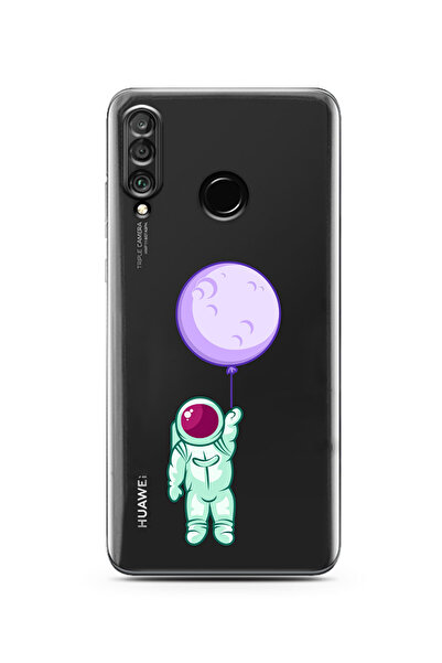 moonset Huawei P30 Lite Uyumlu Astronot Tasarımlı Baskılı Şeffaf Telefon Kılıfı