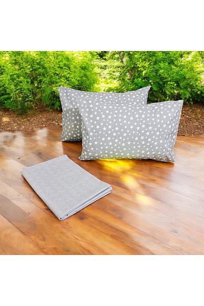 By Masuaa Double Star Patterned, Padded, Flat Sheet Set