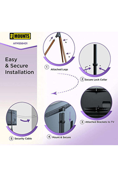 Generic حامل تلفزيون أرضي حديث، حامل تلفزيون عالمي مع دوران 180 درجة، حامل تلفزيون زاوية مع قاعدة ثلاثية القوائم، أسود