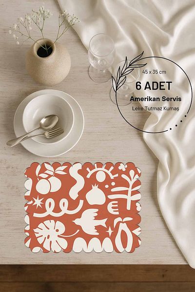 Pilloveland Laser Cut 6 Pieces of American Service - Seamless Suede Fabric - 45 X 35 cm - Object