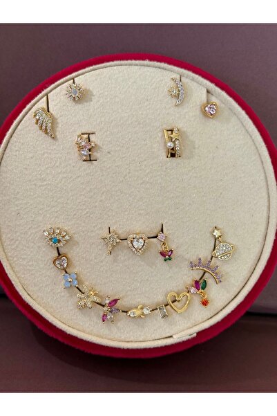 h&b design jewel Cerrahi Çelik Gold İnci Detaylı Yıldız Piercing