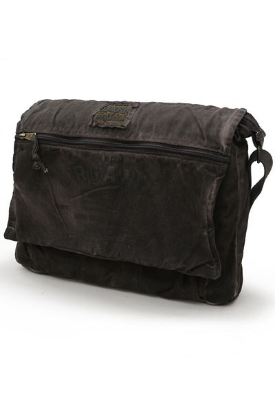 DARK COTTON 8128 Shabby Canvas Shoulder Postman Dark Brown 15.6" Laptop School Travel Daily Vintage Cotton Bag