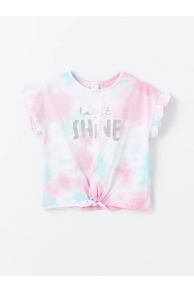 LC Waikiki Lcw Kids Pink Crew Neck Printed Short Sleeve Baby Girl T-Shirt Pack of 2