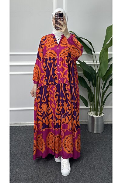 bybaharoz Cotton Viscose Dress - Buttoned Design