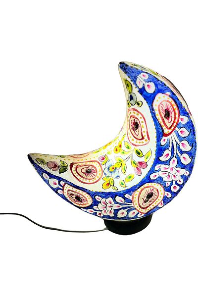 NO BRAND Hand made Lamp with Camel Skin- 2 Color, Double Sided -Moon Shaped