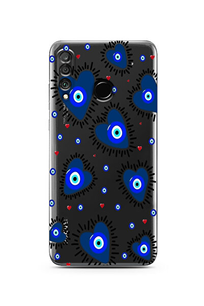 moonset Huawei P30 Lite Uyumlu Nazar Kalpler Tasarımlı Baskılı Şeffaf Telefon...