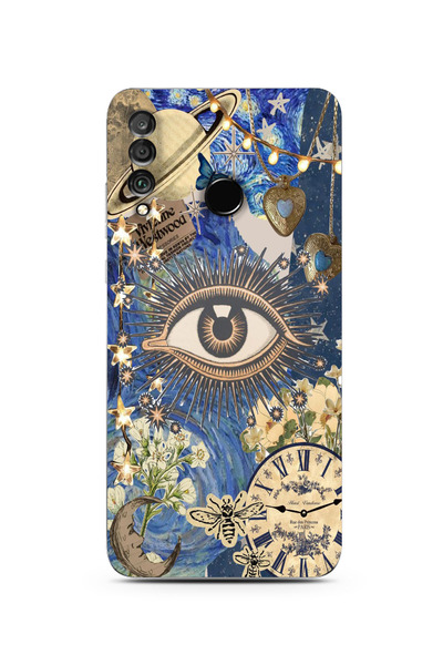 moonset Huawei P30 Lite Uyumlu Göz Tasarımlı Baskılı Şeffaf Telefon Kılıfı