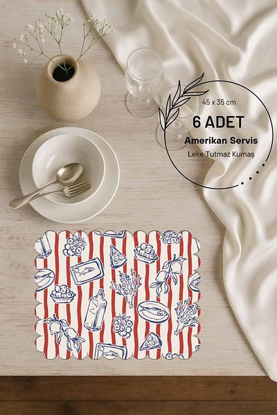Pilloveland Laser Cut 6 Pieces of American Service - Seamless Suede Fabric - 45 X 35 cm - Sardines