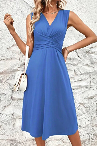 Viyamo Rochie Janjan Crepe pentru femei, sezon nou, cu bretele, decolteu în V, cu detaliu încrucișat în față