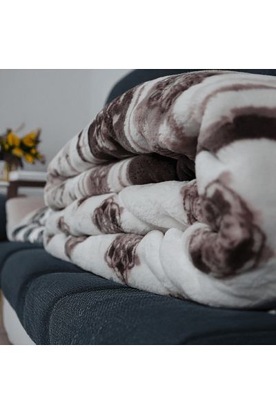 Brava Casa Royal Earth Blanket, Cream Brown, 220x240 cm, Soft, Warm, Oeko-Tex Certified, BravaCasa