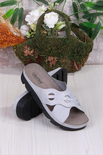 fort 220507   Gray Comfortable Flexible Anatomical Women's Slippers