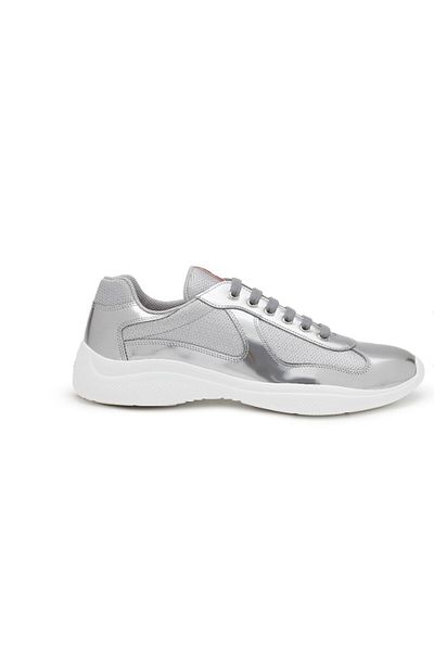 Prada Sport Americas Cup Silver Metallic Men's Sneakers