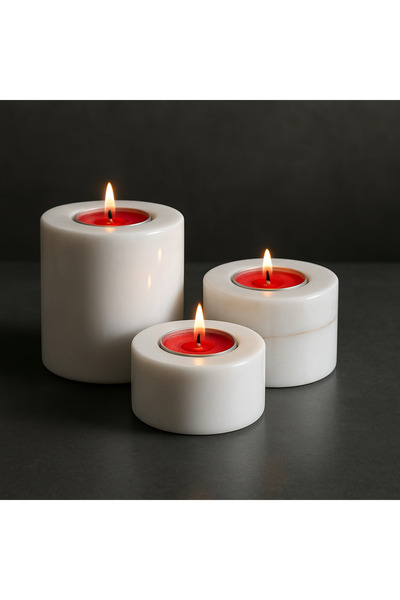 marbeliastudio 3'lü Tealight Mermer Mumluk