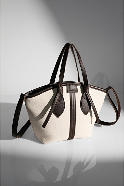 Rimense Women's Bitter Brown Linen Lined Zippered Hand and Shoulder Bag