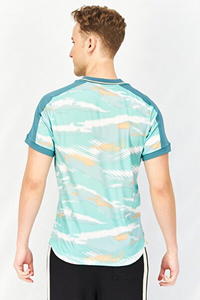 Asics Men Slim Fit V-Neck Short Sleeve Jersey Shirt, Green Combo