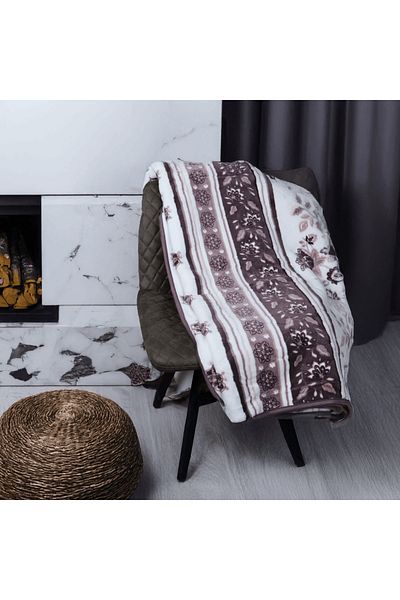 Brava Casa Royal Earth Blanket, Cream Brown, 220x240 cm, Soft, Warm, Oeko-Tex Certified, BravaCasa