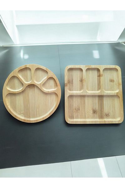 BuMeria 2 Shaped Bamboo Plates |   Stylish Set for Serving and Presentation