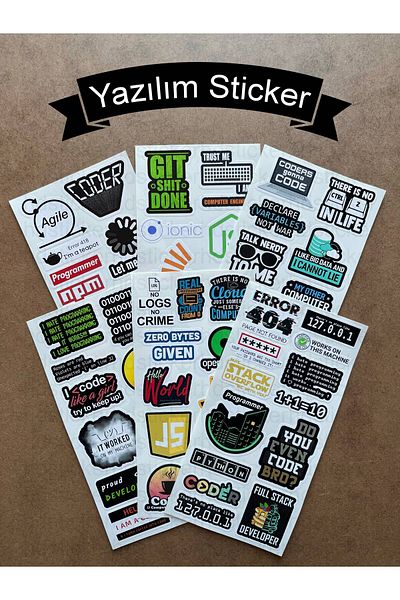 hdsticker 64 Pieces Software & Software Developer Laptop Notebook Tablet Label Sticker Set P60