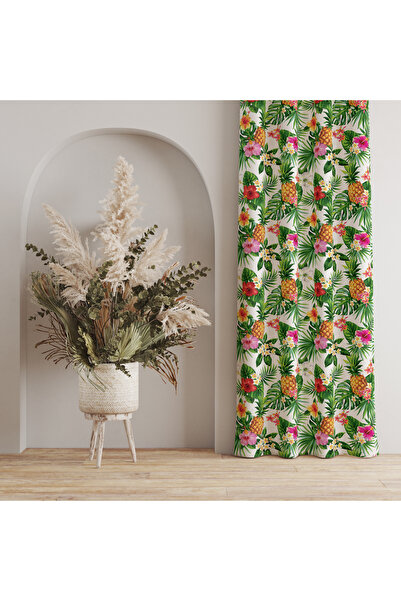 LadiesHome ستارة خلفية بنمط الأناناس والزهور الاستوائية - طراز غريب وملون مقا...