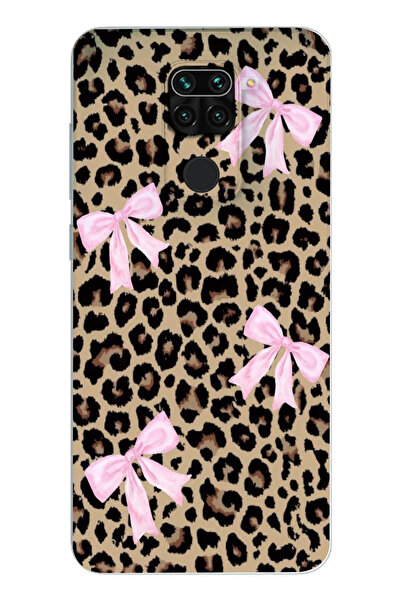 moonset Xiaomi Redmi Note 9 Uyumlu Leopar ve Fiyonk Tasarımlı Baskılı Şeffaf ...
