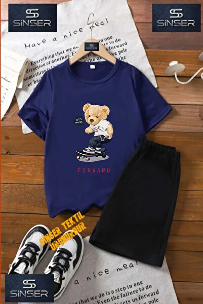 SS SİNSER Tricou cu gât rotund cu imprimeu special pentru copii „BEAR FORWARD...