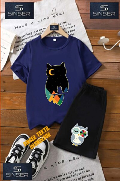 SS SİNSER Tricou cu gât rotund imprimat special pentru copii „OWL SNOW CALIGR...