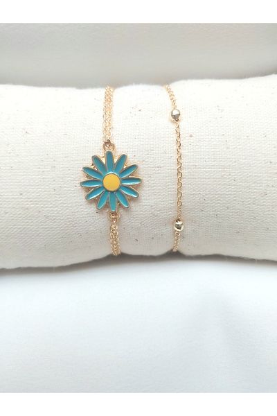Alexis Carrel Daisy Designed 2-Piece Combination Bracelet Set