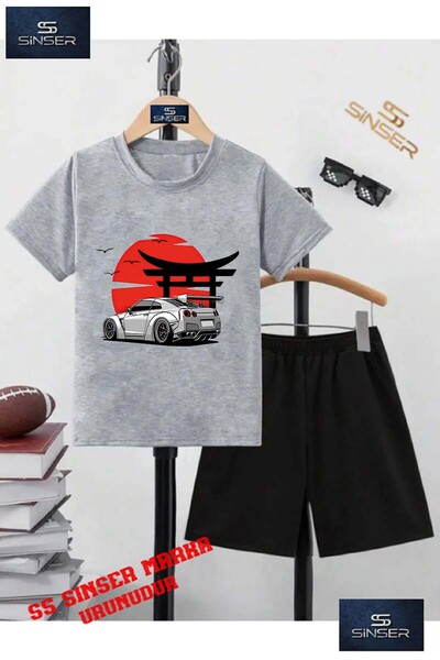 SS SİNSER Children's “Car Tokyo Anime” Custom Printed Crew Neck T-Shirt - Sho...