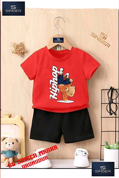 SS SİNSER Tricou cu gât rotund cu imprimeu special pentru copii „BEARISH SIDE...