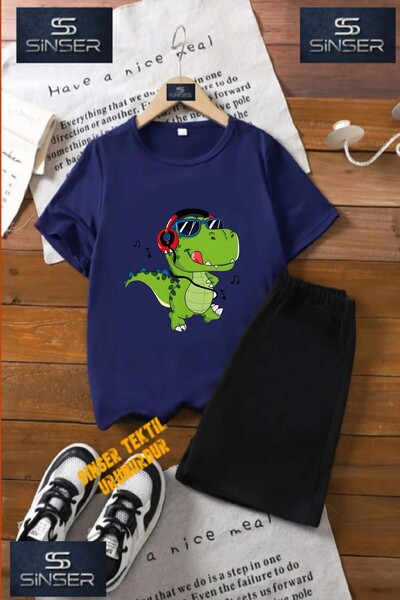 SS SİNSER Tricou cu gât rotund cu imprimeu special pentru copii „DINOSAUR HEA...