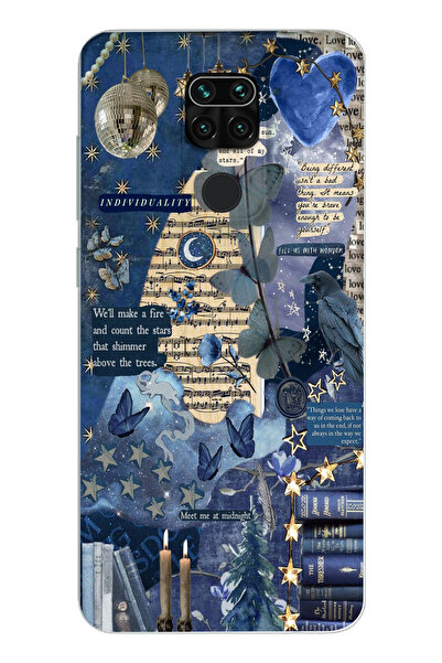 moonset Xiaomi Redmi Note 9 Uyumlu Kolaj Tasarımlı Baskılı Şeffaf Telefon Kılıfı