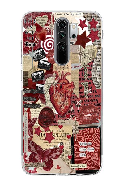 moonset Xiaomi Redmi Note 8 Pro Uyumlu Kolaj Tasarımlı Baskılı Şeffaf Telefon...