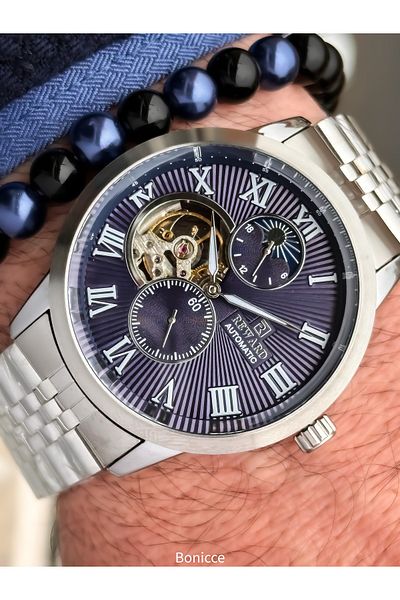Reward Silver Navy Steel Cord,Steel Case,Automatic (Without Battery),5 Atm,Vip Men Wristwatch with Bracelet Gift