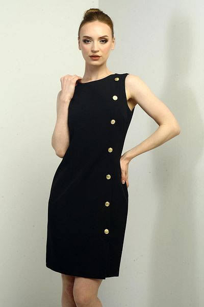 By Saygı Rochie scurtă de damă cu nasturi laterale