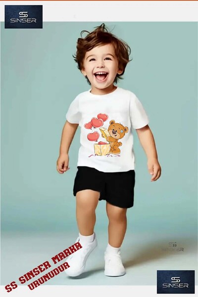 SS SİNSER Tricou cu gât rotund cu imprimeu special „BEAR BOX HEARTS” pentru c...