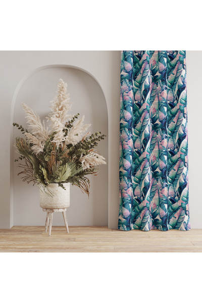 LadiesHome Tropical Leaf and Flower Patterned Background Curtain – Exotic and...