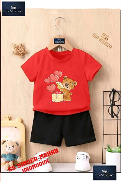 SS SİNSER تي شيرت برقبة دائرية مطبوع حسب الطلب للأطفال "BEAR BOX HEARTS" - طق...