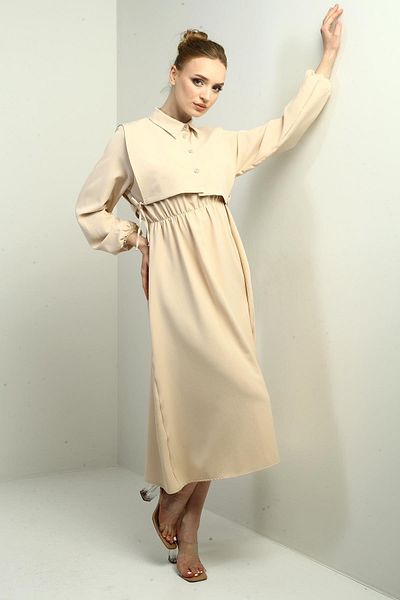 By Saygı Rochie midi cu mânecă lungă, cu nasturi, pentru femei