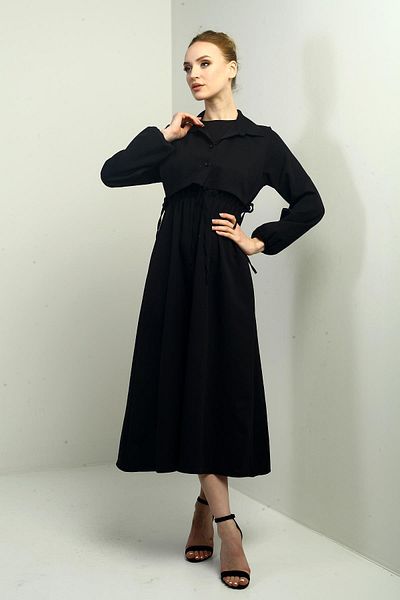 By Saygı Rochie midi cu mânecă lungă, cu nasturi, pentru femei