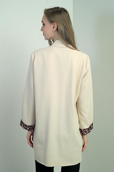 By Saygı Jachetă lungă din Lycra cu model leopard pentru femei